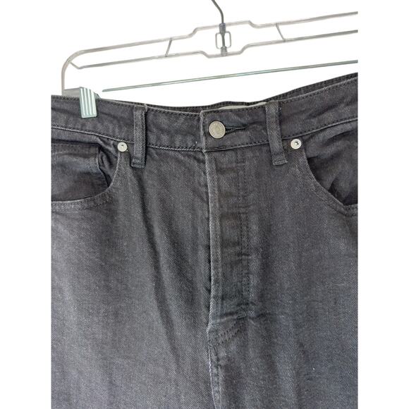 Free People Black Wales High Waisted Button Front Wide Leg Crop Jean Size 31 - Picture 6 of 11